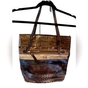 Land  Brand Leather Purse Animal Print Multi Pattern Teal Blue Lining EUC